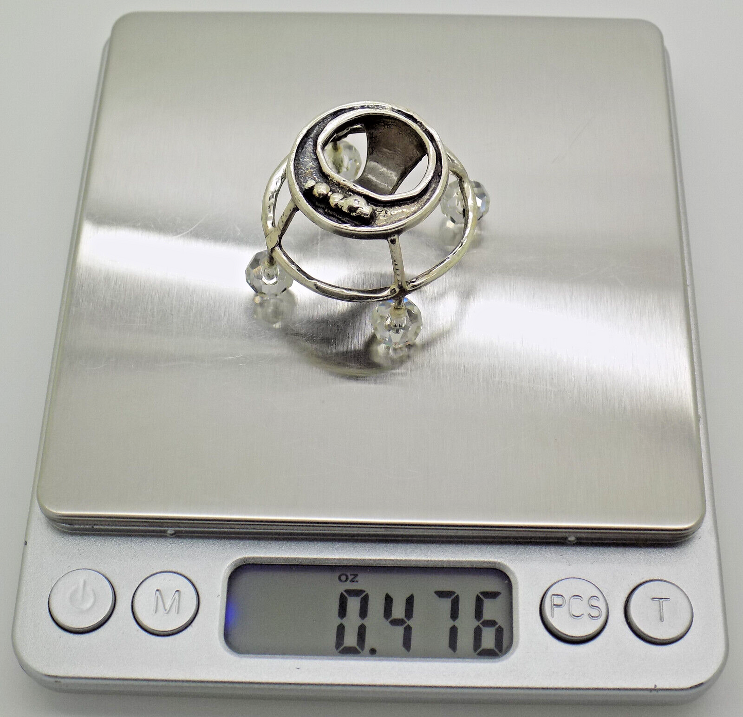 Vintage Italian Silver & Crystals Baby Walker Dollhouse Miniature 1970s 1980 13g