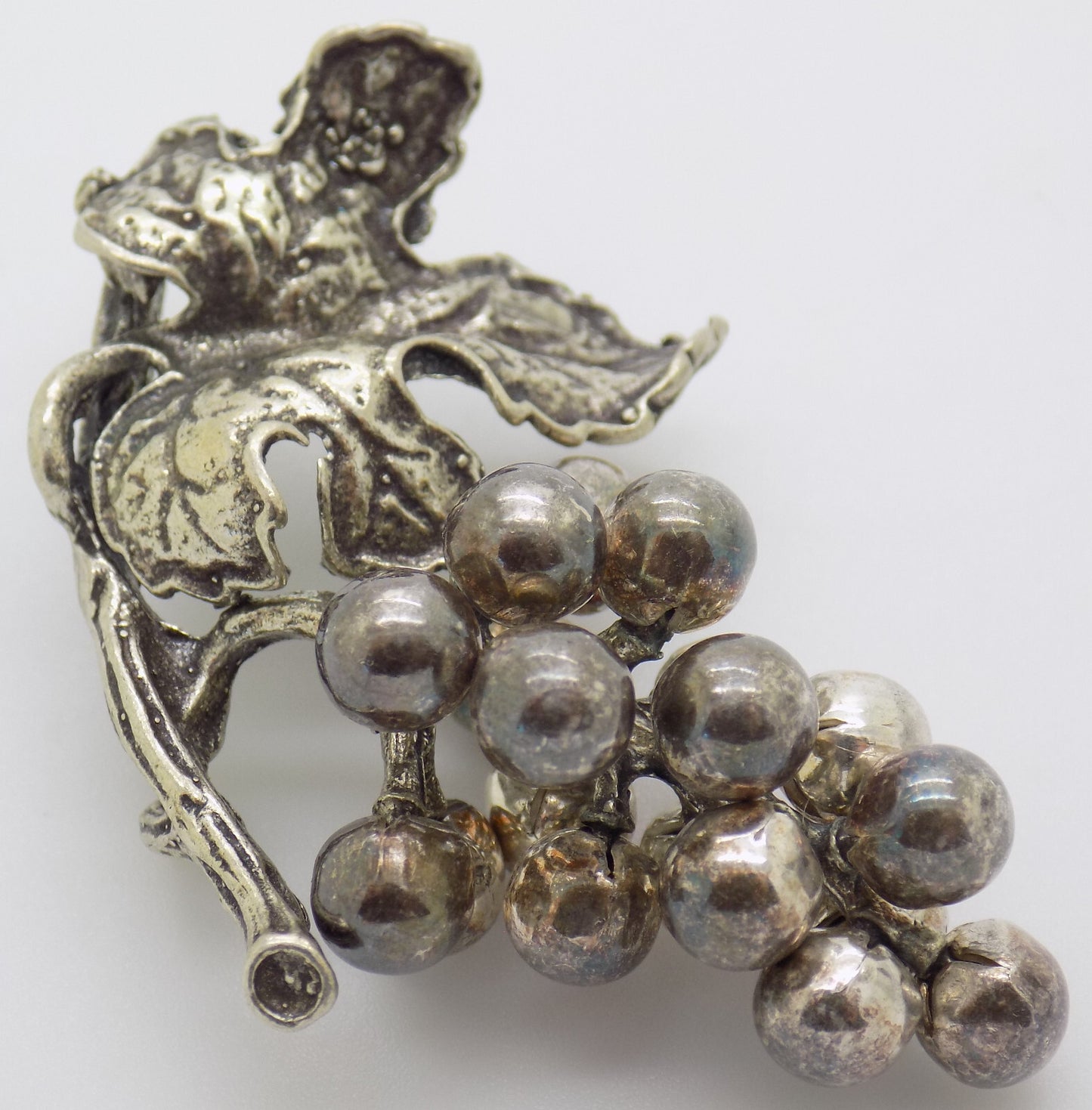 Vintage Italian Handmade Genuine Silver Bunch of Grapes LARGE Miniature Figurine