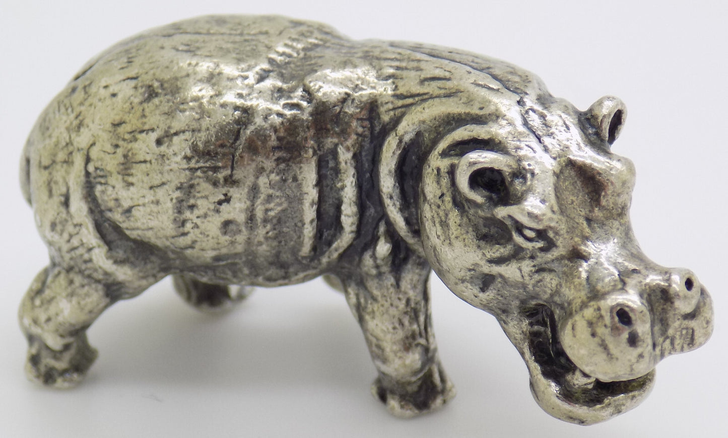 Vintage Italian Handmade Genuine Silver .800 Hippopotamus Detailed Figurine