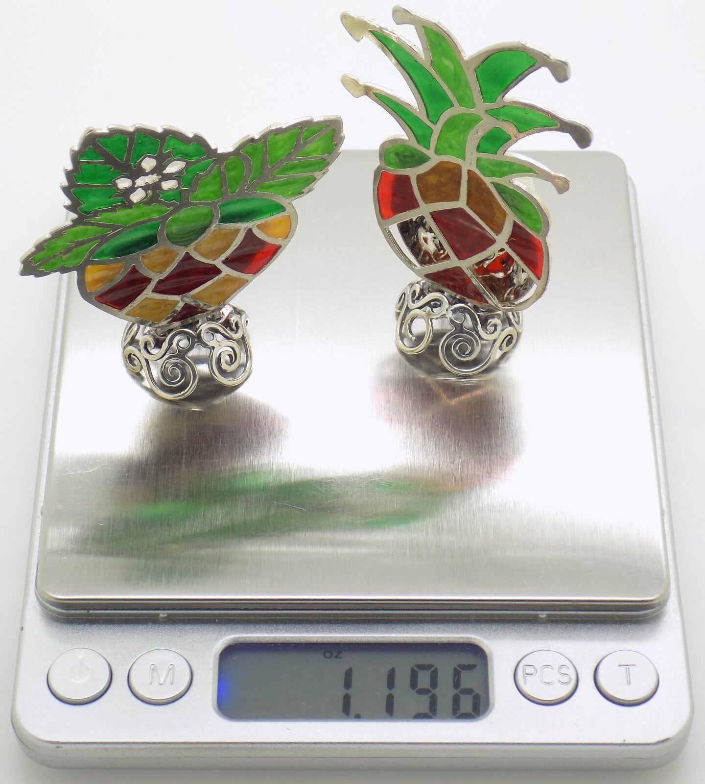 Vintage Italian Handmade Sterling Silver 925 Table Place Fruit Card Holders