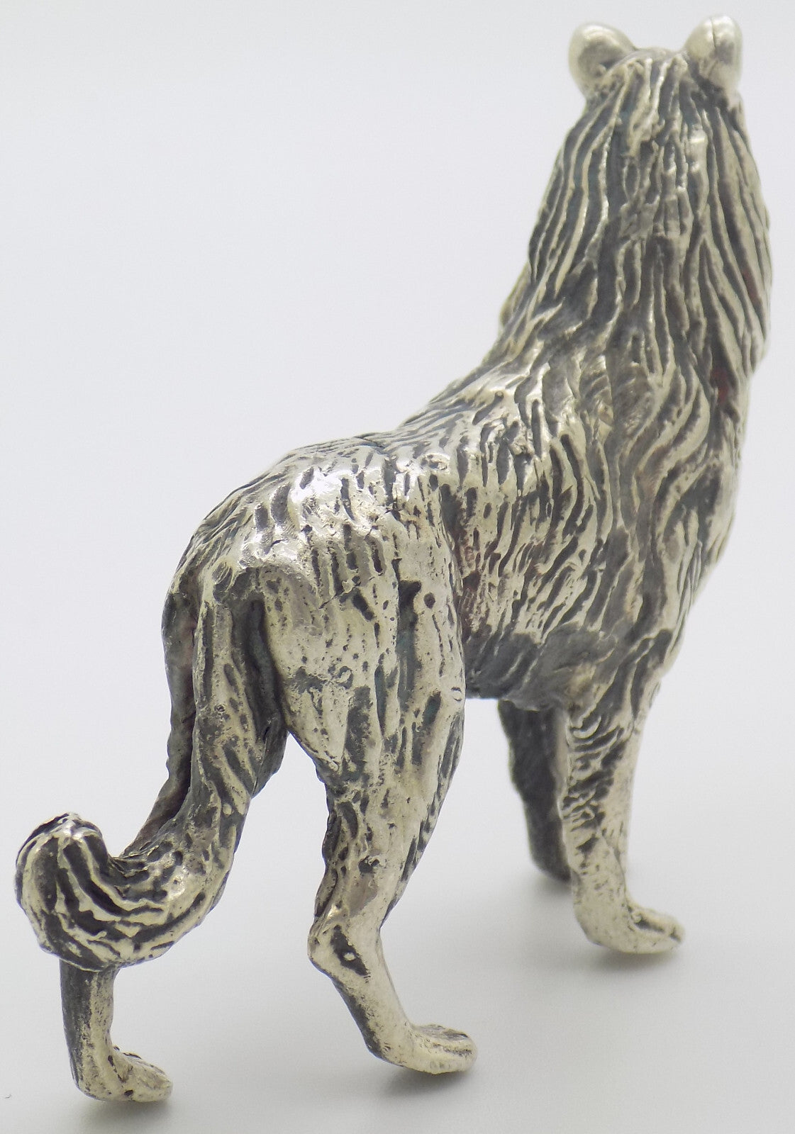 Vintage Italian 800 Silver Collie Dog Rare Figurine Large Arezzo Tuscany 1970s