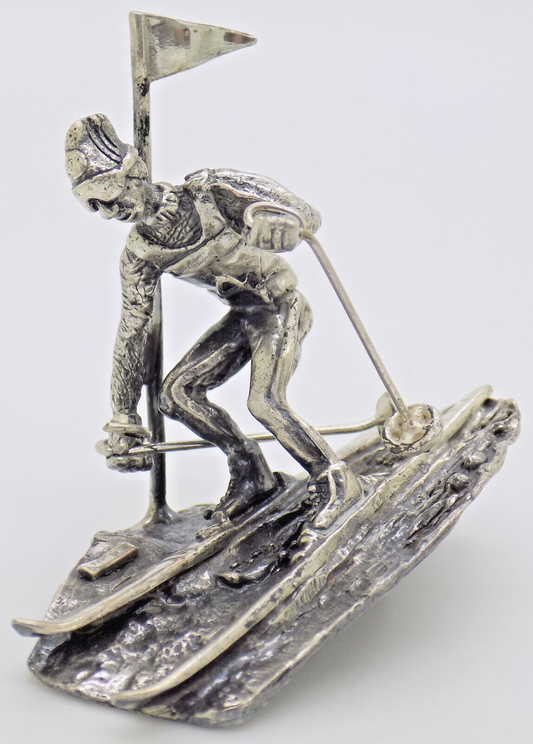 Vintage Italian Handmade Sterling Silver 925 Detailed Slalom Skier RARE Figurine
