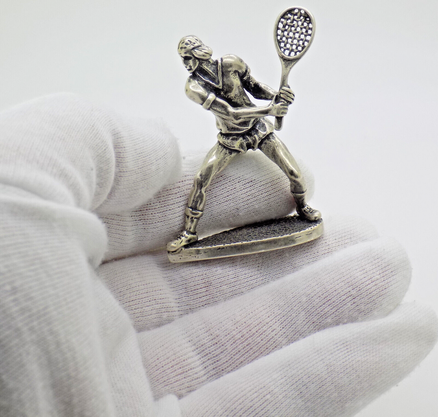 Vintage Italian Handmade Genuine Silver .800 RARE & Large Tennis Player Figurine