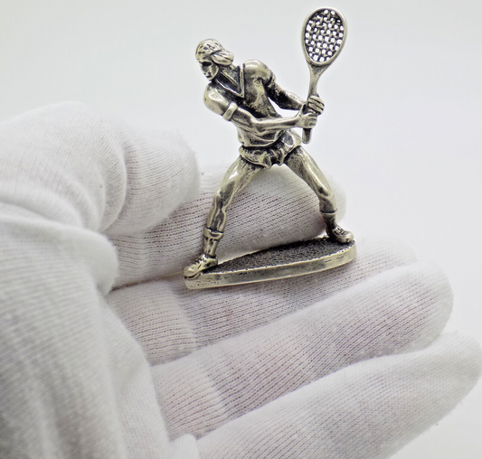 Vintage Italian Handmade Genuine Silver .800 RARE & Large Tennis Player Figurine