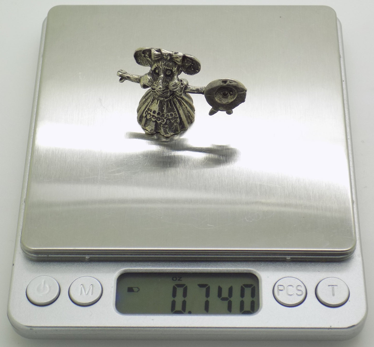 Vintage Italian Handmade Silver 800 RARE Country Cartoon Mouse Figurine Miniatur