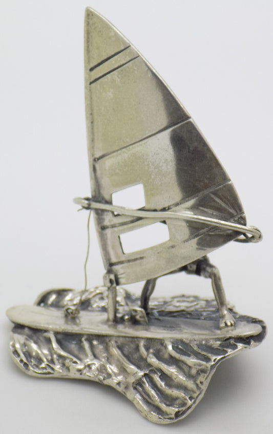 Vintage Italian Handmade Sterling Silver 925 Windsurf & Wave Detailed Figurine