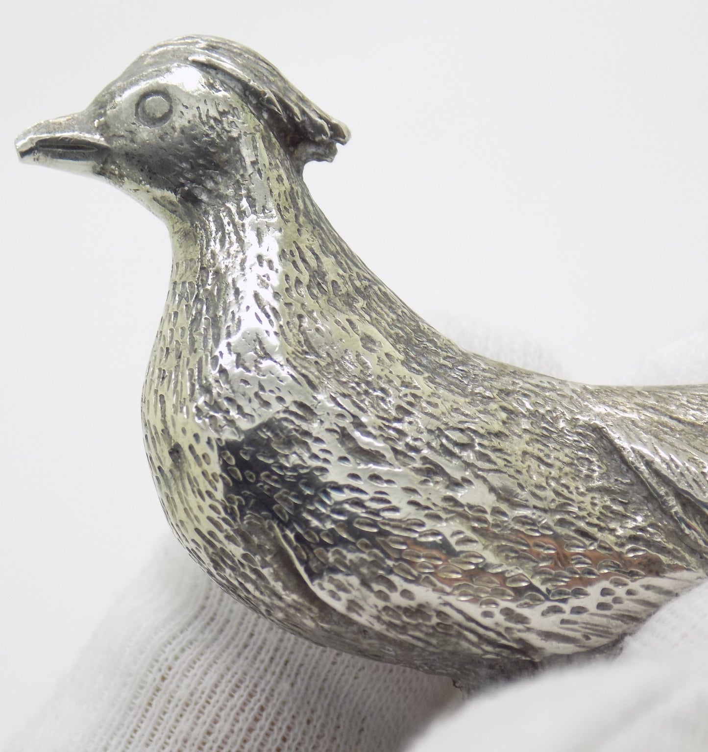 Vintage Italian Genuine Silver 800 Pheasant Figurine Large Detailed Mid Century