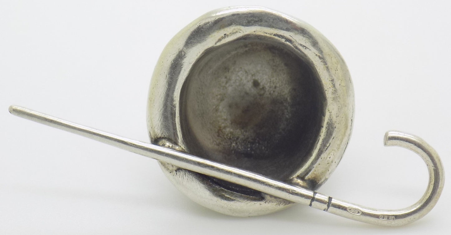Vintage Italian 800 Silver Bowler Hat Stick Dollhouse Miniature Figurine Novara