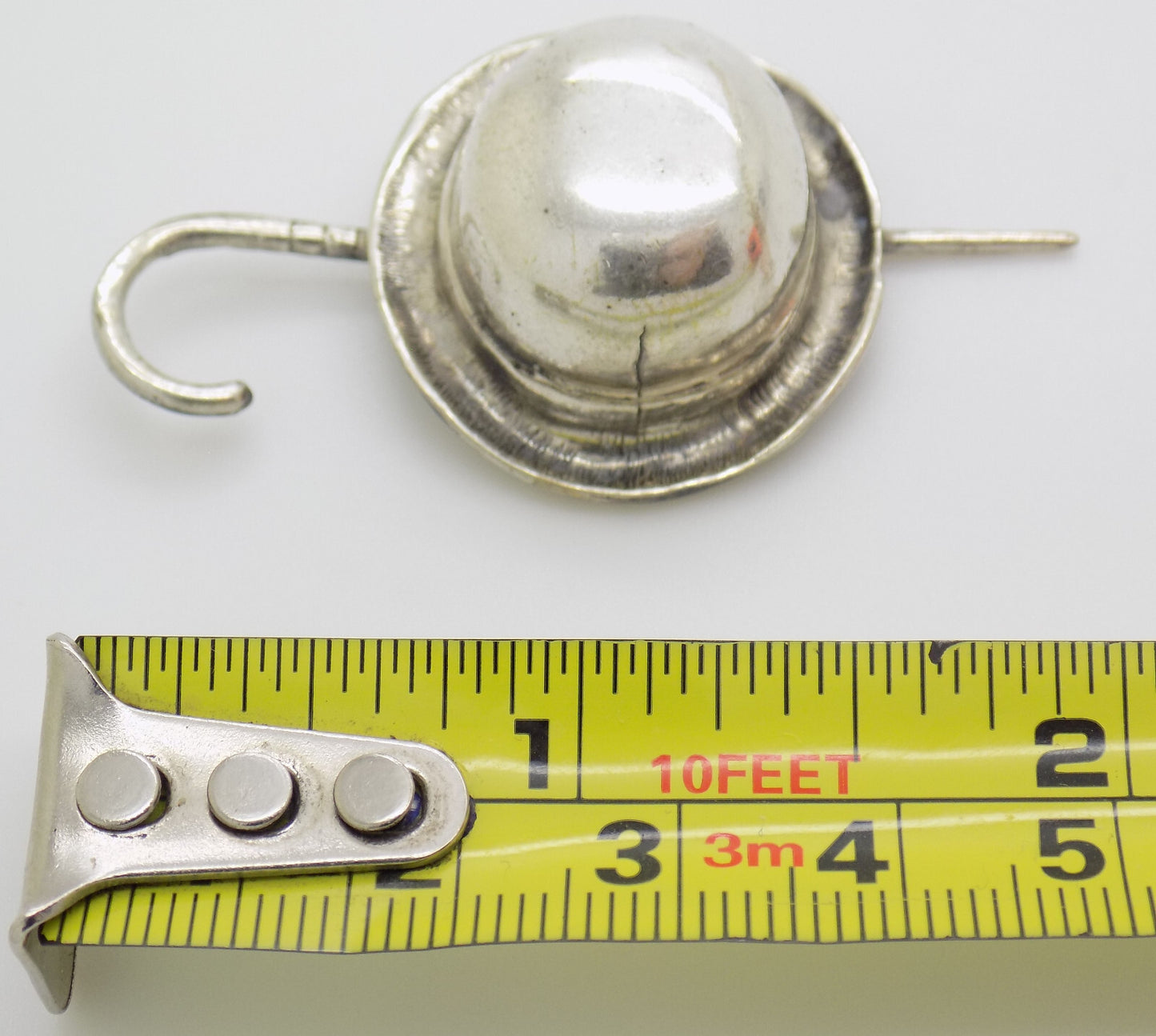 Vintage Italian Handmade Genuine Silver .800 Top Hat & Stick Figurine Miniature