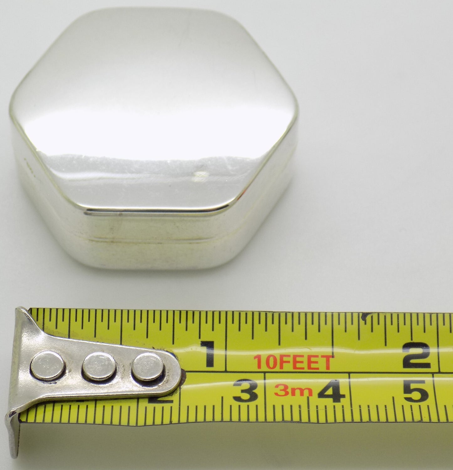 Vintage Italian Handmade Genuine Silver .800 Hexagon Pill Snuff Trinket Box