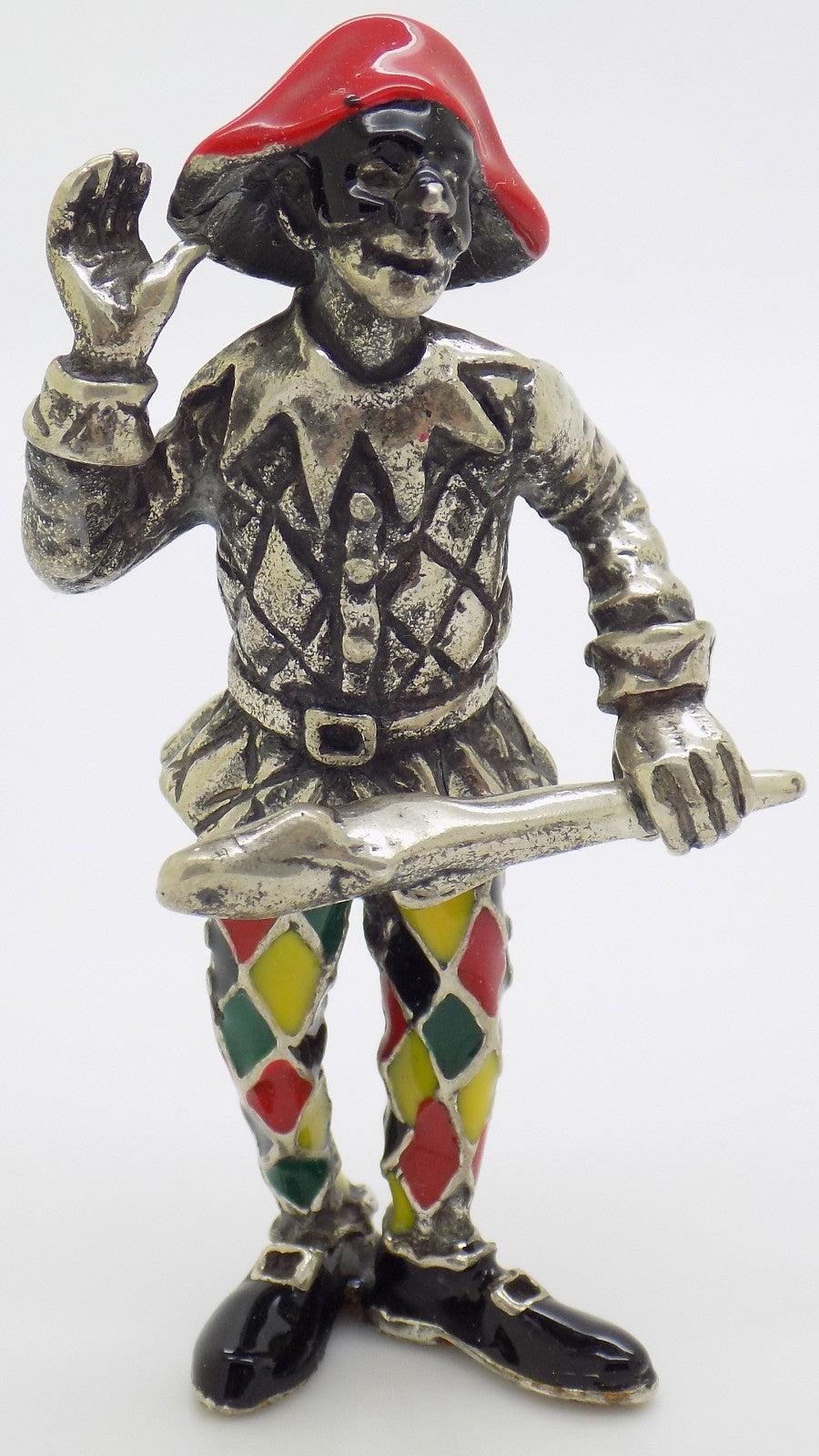 Vintage Italian Sterling Silver 925 Harlequin Angini Figurine Commedia dell'Arte