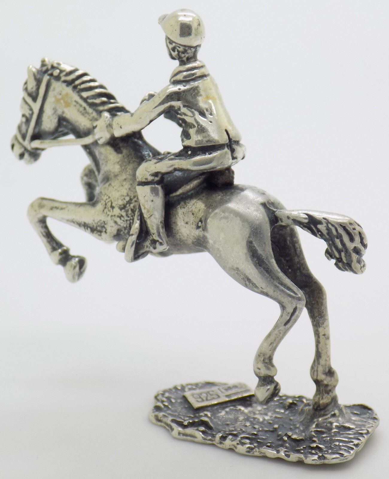 Vintage Italian Handmade Sterling Silver 925 Show Jump Horse & Jockey Figurine