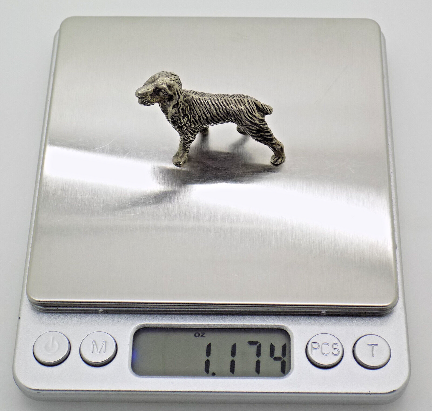 Vintage Italian Handmade Genuine Silver 1950s Dog RARE Large Figurine