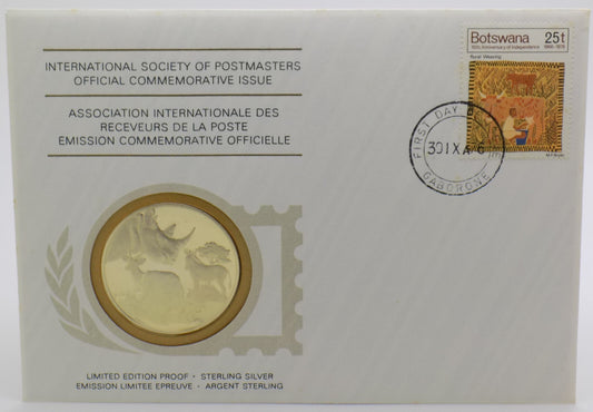 1976 Int'l Society of Postmasters 10th Ann. Republic of Botswana Silver Medal
