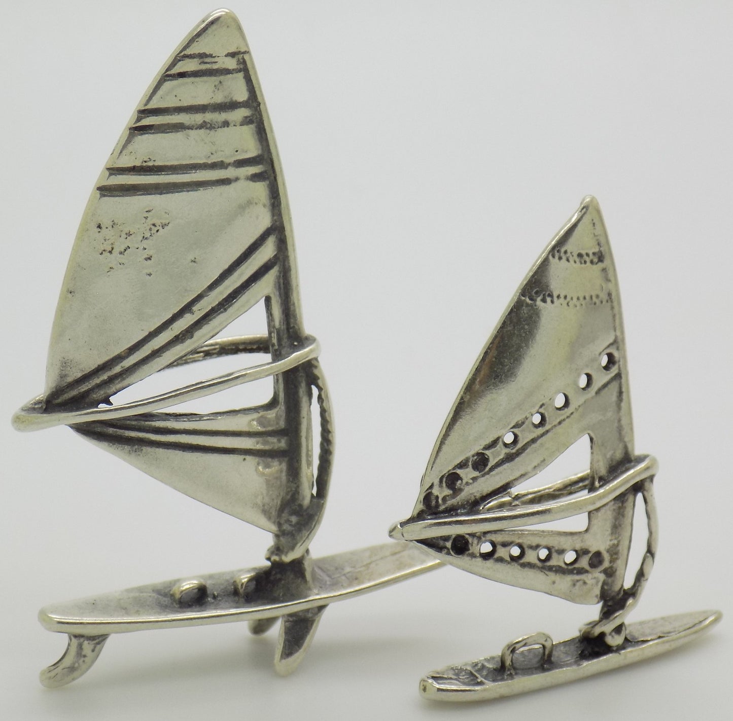 2 x Vintage Italian Handmade Genuine Silver 800 Windsurfs Miniature from Arezzo