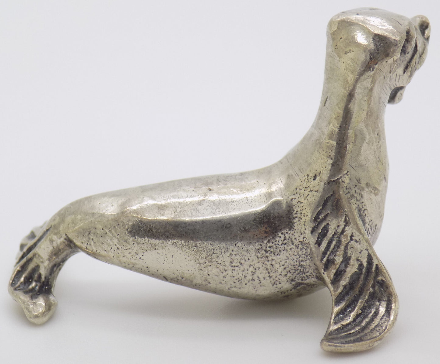 Vintage Italian Silver Seal Figurine Arezzo Tuscany 1970s 1980s Rare Design