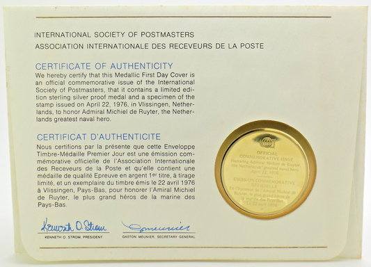1976 Intl Society of Postmasters Netherlands Hero Michiel de Ruyter Silver Medal