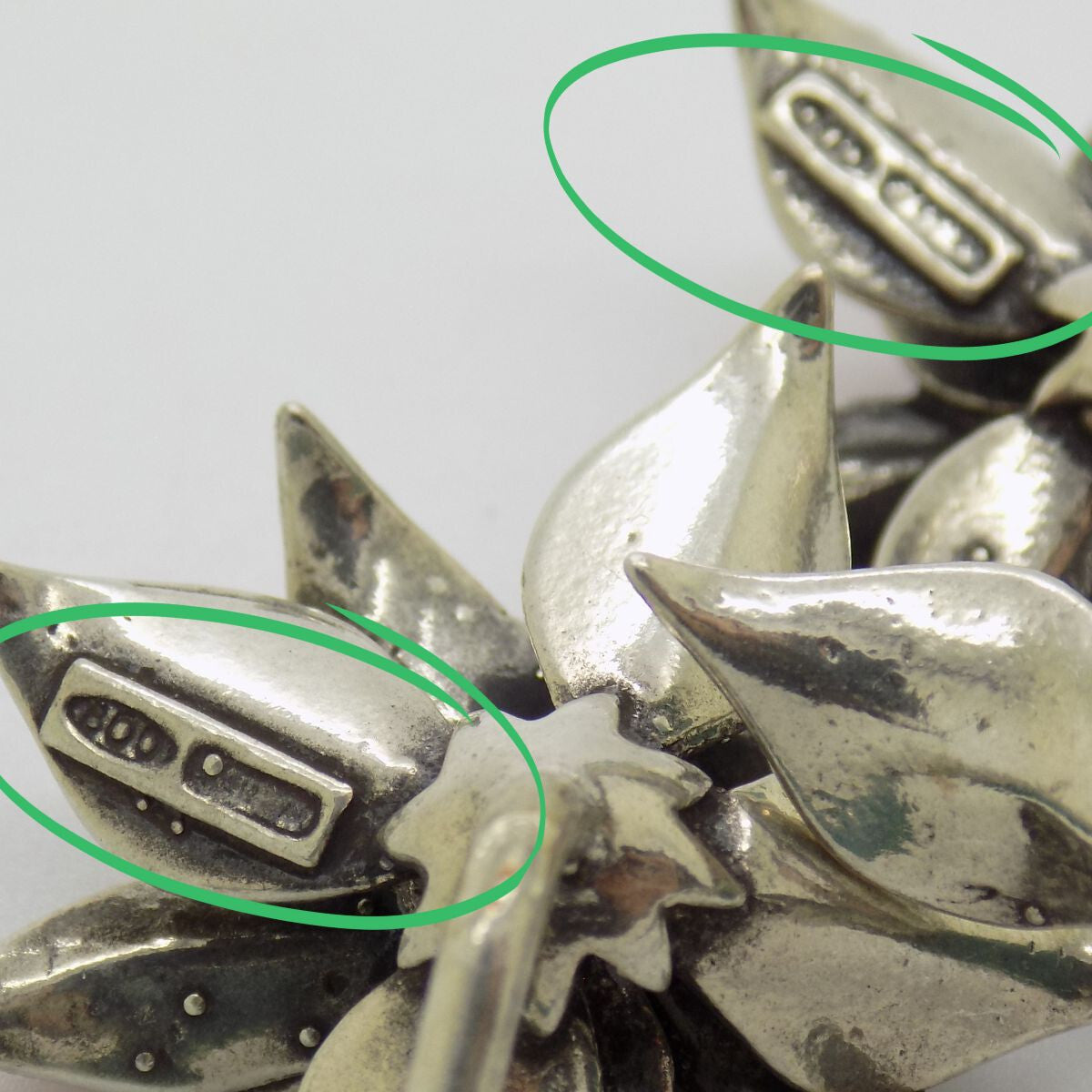 1 x Vintage Italian 800 Silver Poinsettia Flower Figurine Christmas Miniature