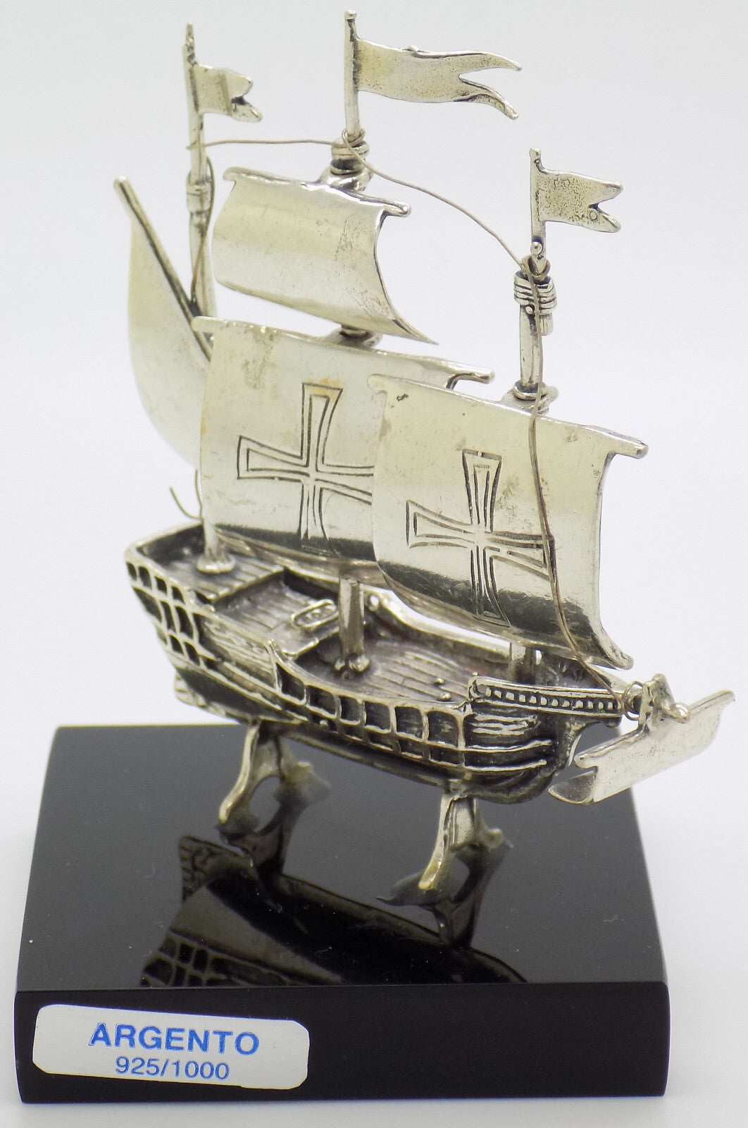 Vintage Italian Handmade Genuine Silver Columbus Caravel Galleon Ship Figurine