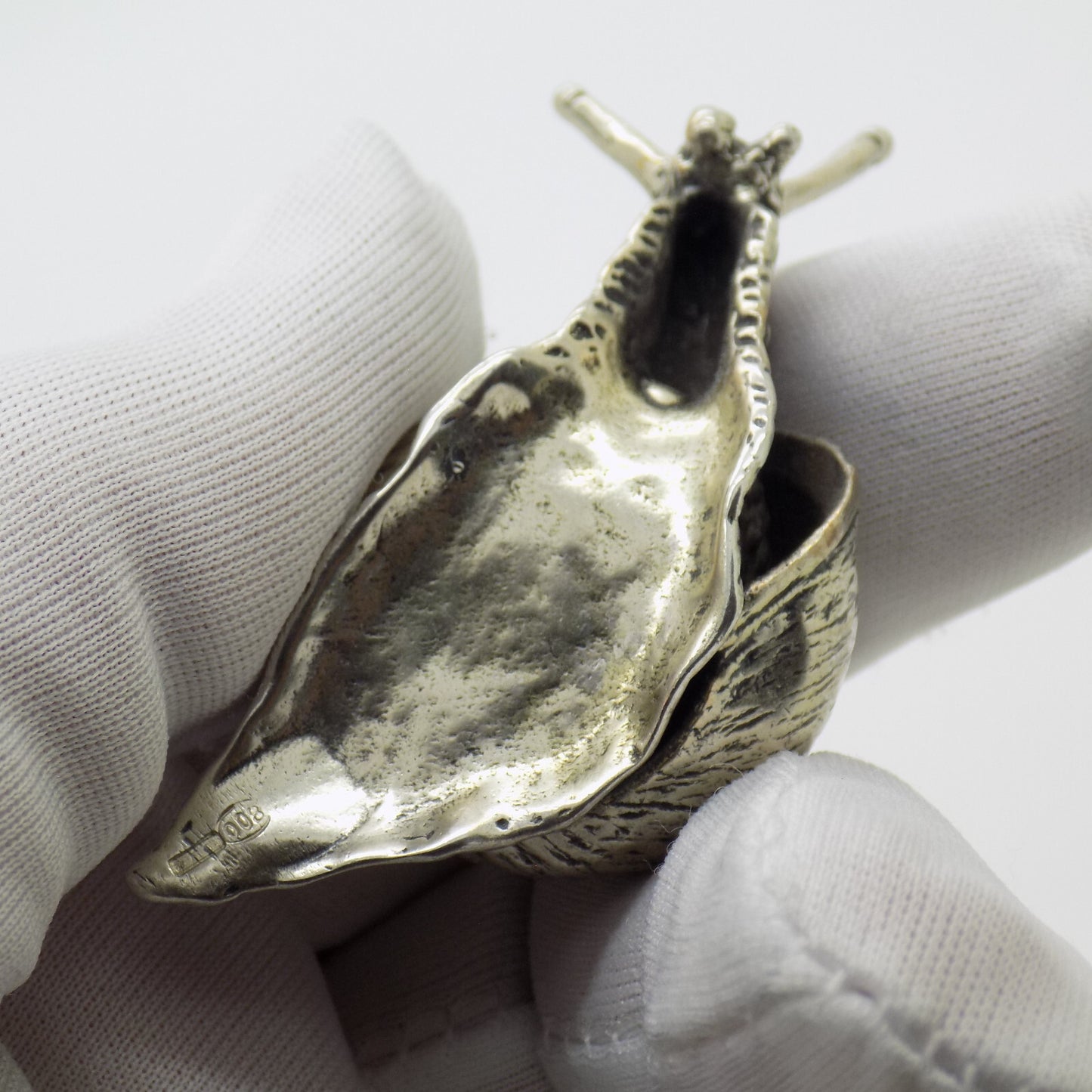 Vintage Italian 800 Silver REAL LIFE Size Snail Figurine Varese Detailed 1980s