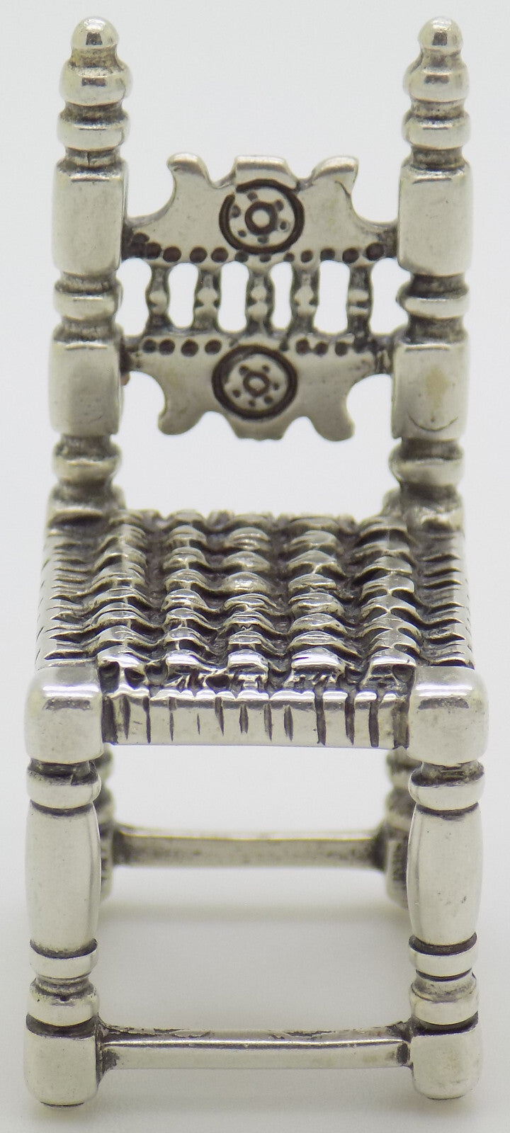 Vintage Italian Handmade Genuine Silver .800 Windsor Chair Dollhouse Miniature