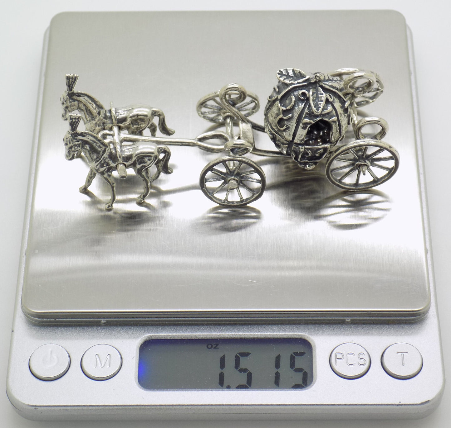 Vintage Italian Handmade Genuine Silver Cinderella Princess Carriage Figurine