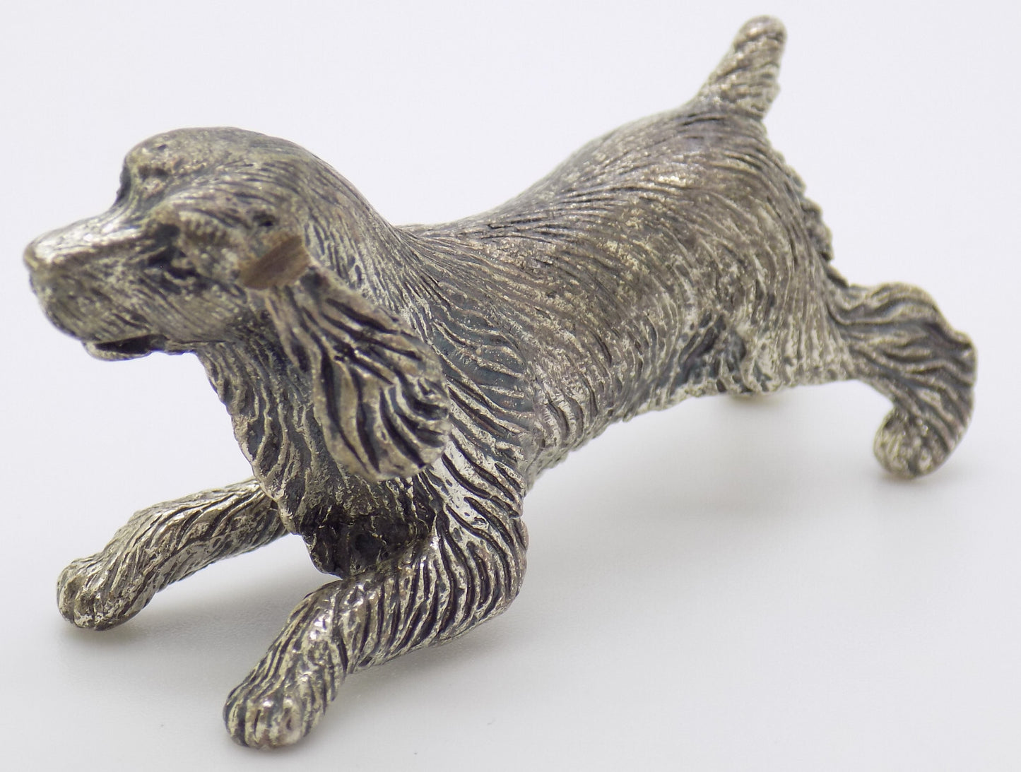 Vintage Italian Handmade Genuine Silver 800 RARE Barking Dog Figurine Miniature