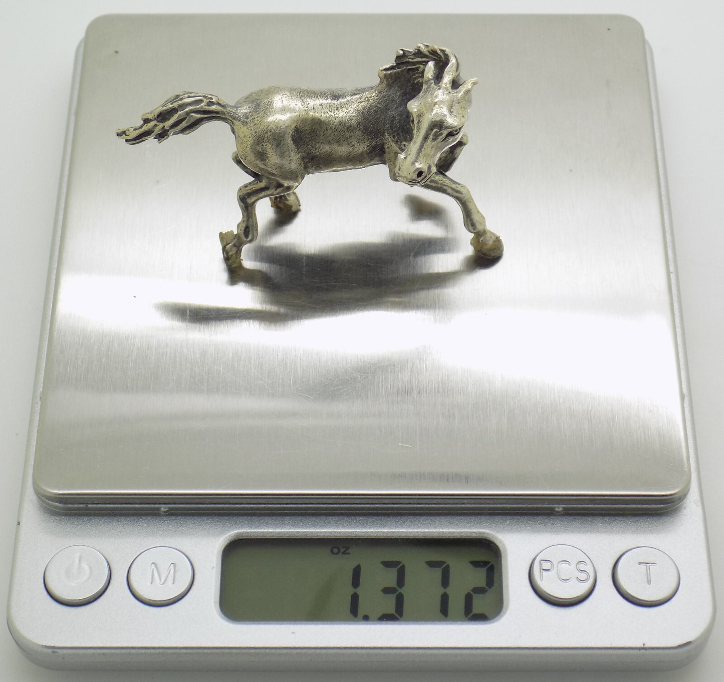 Vintage Italian Silver Galloping Horse Figurine 800 Handmade Arezzo Cerreti 1970