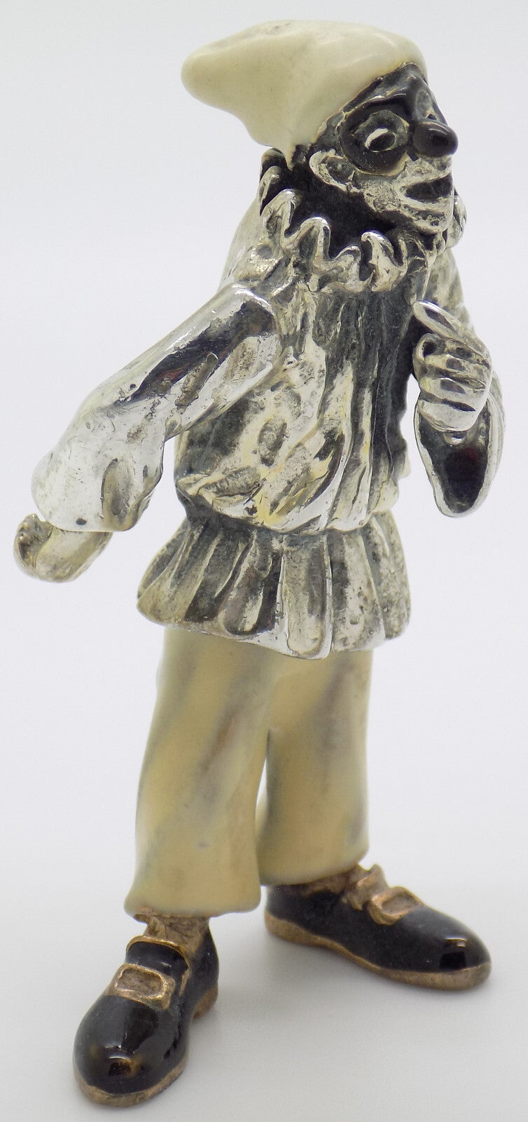 Vintage Italian Handmade Genuine Silver & Brass RARE Pulcinella ANGINI Figurine