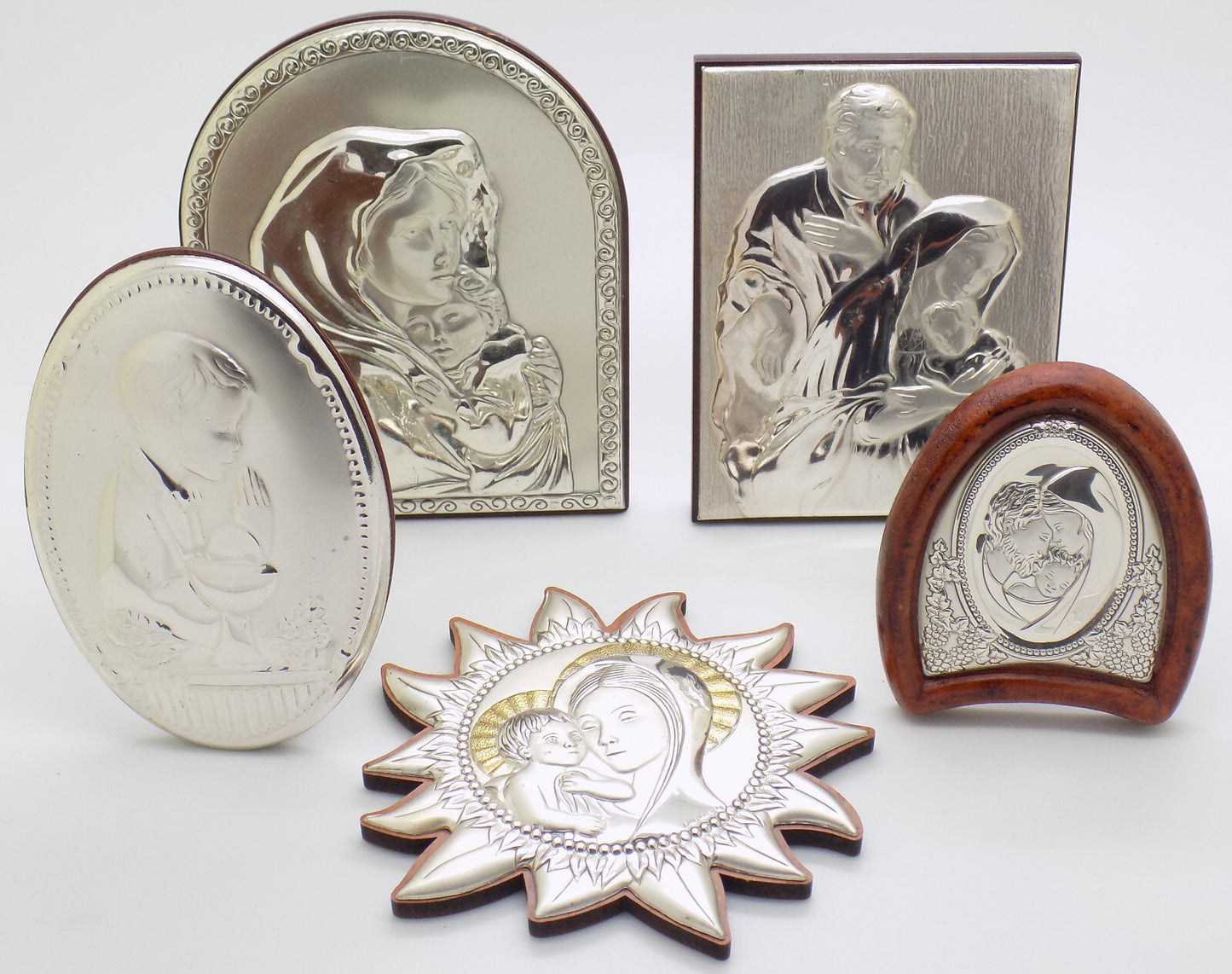 5 x Vintage Italian Genuine Silver Plated & Lamina (Sheet)Sacred Icon Collection