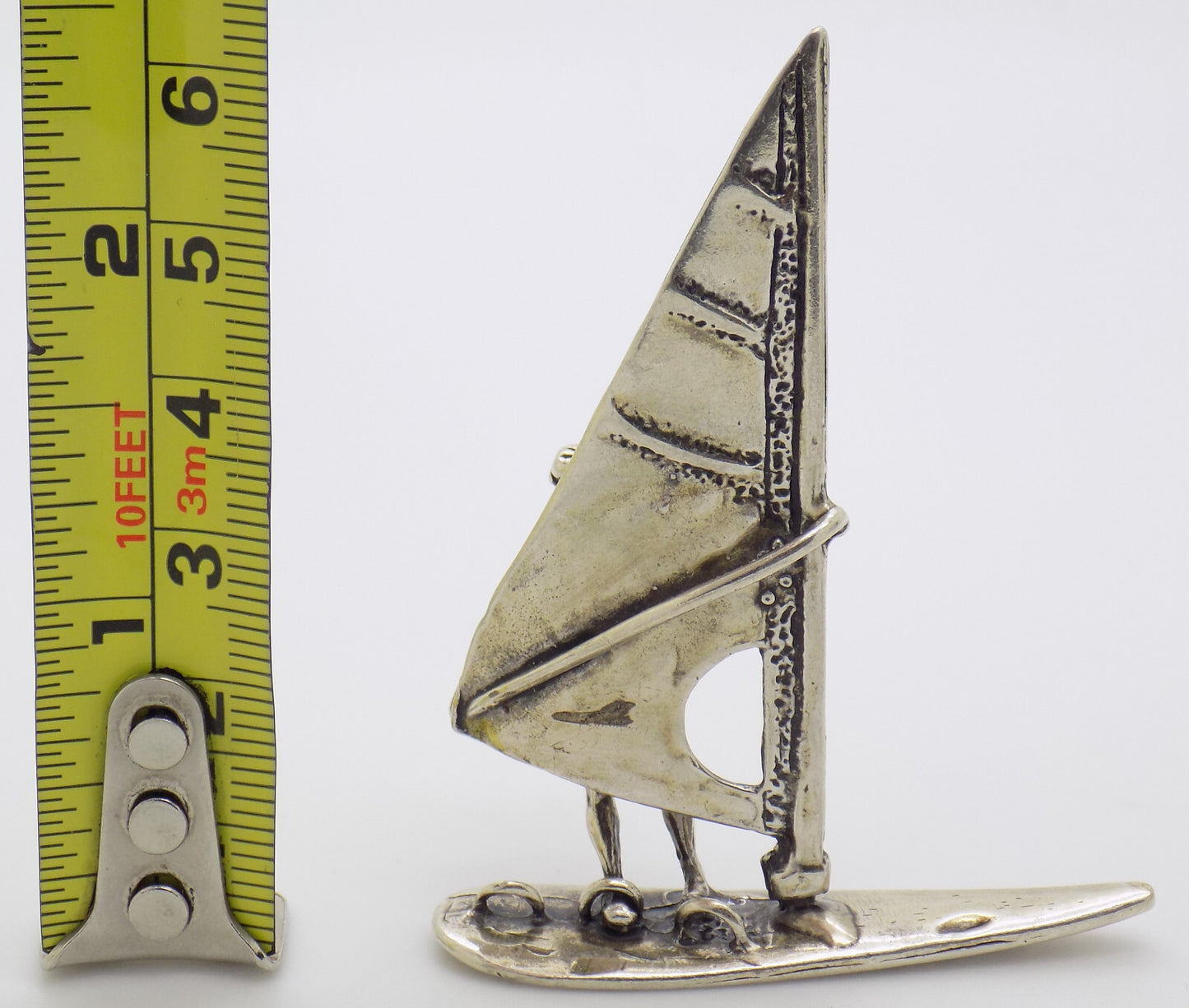 Vintage Italian 800 Silver Windsurfer Miniature Figurine Bari Italy 1980s