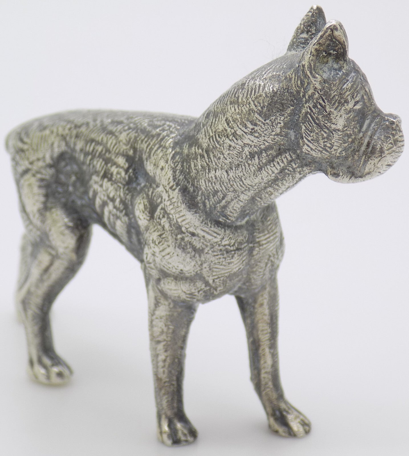 Vintage Italian Handmade Genuine Silver Detailed Bulldog Dog LARGE Figurine