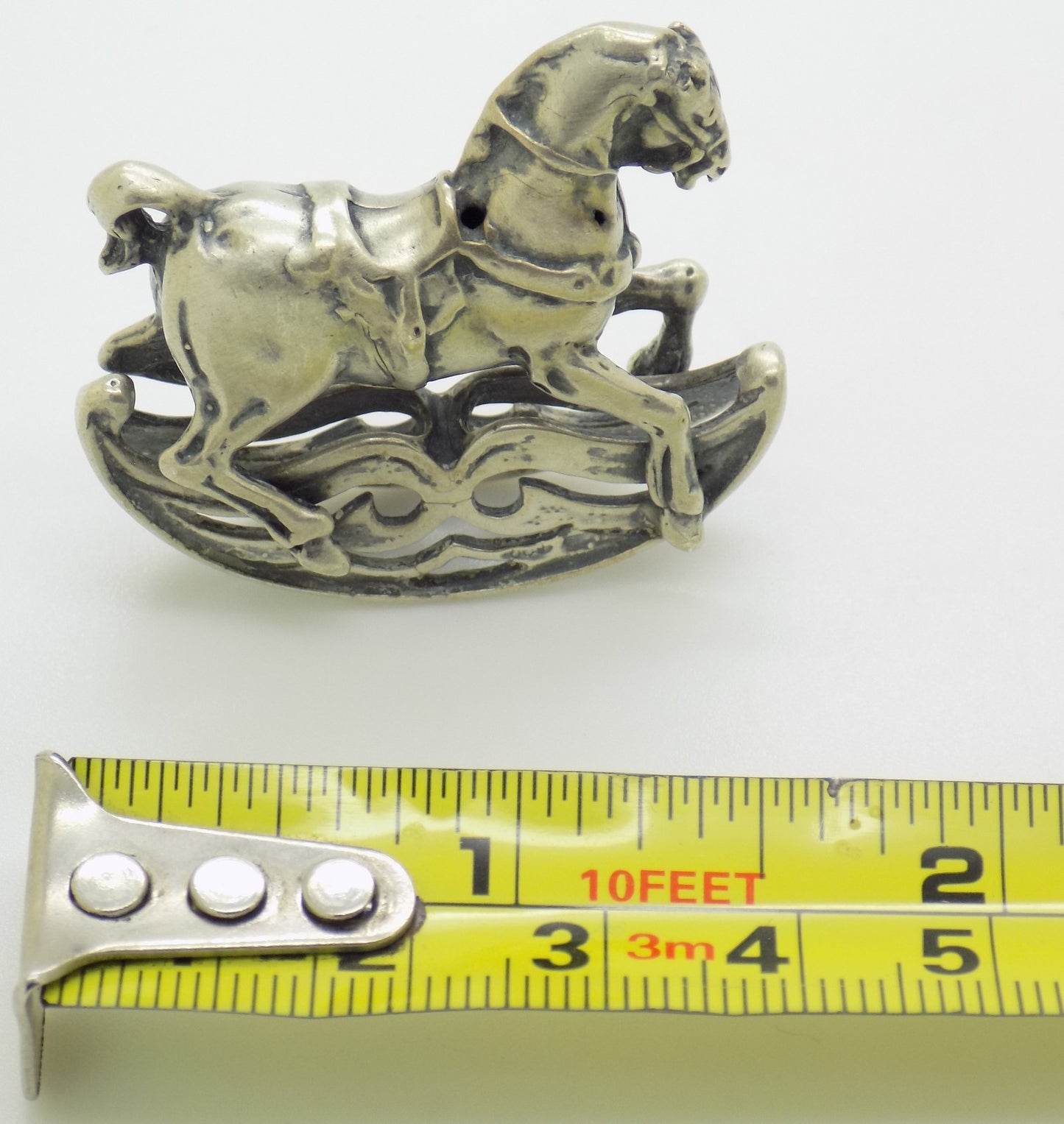 Vintage Handmade Italian Genuine Silver 800 Rocking Horse Figurine Miniature