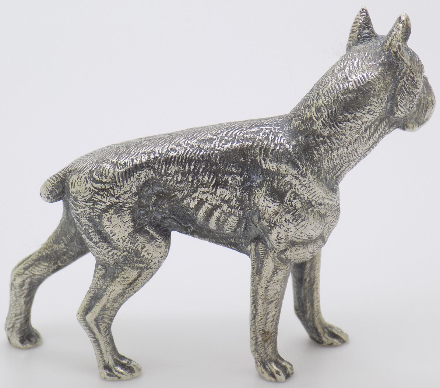 Vintage Italian Handmade Genuine Silver Detailed Bulldog Dog LARGE Figurine