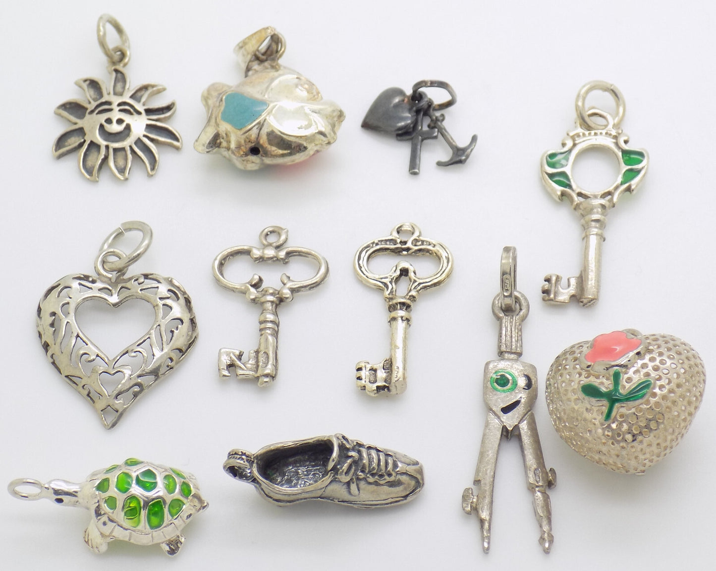 11 x Vintage Italian Handmade Genuine Silver 925/800 Pendant Collection JOB LOT