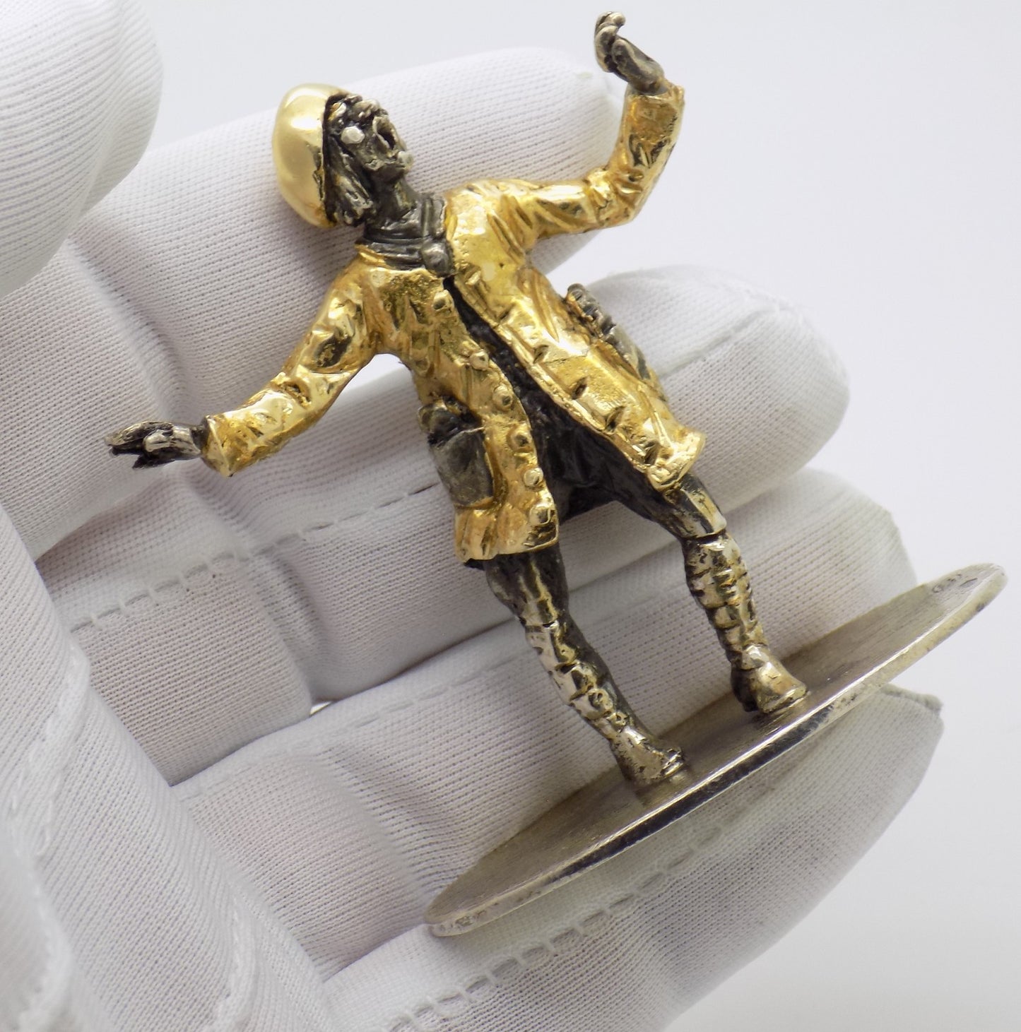 Vintage Italian Handmade Genuine Silver Stenterello Commedia dell’Arte Figurine