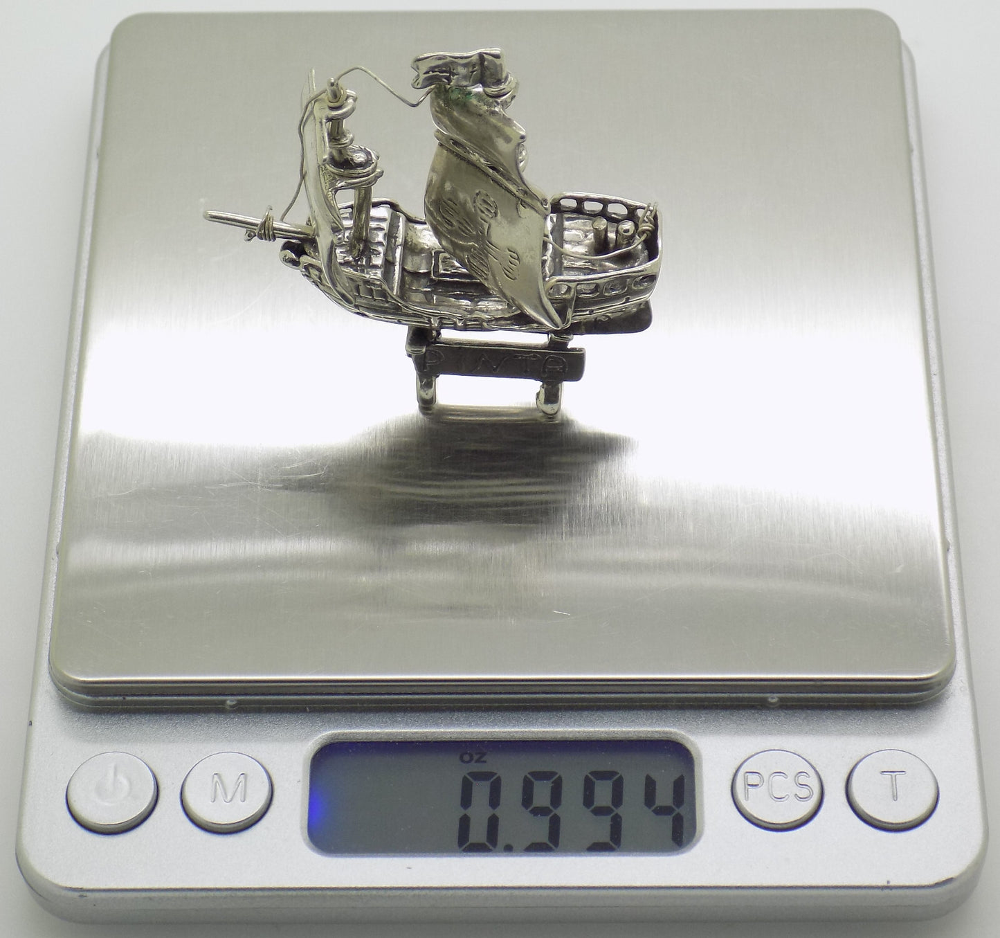 Vintage Italian Handmade Genuine Silver .800 Columbu's Pinta Caravel Figurine