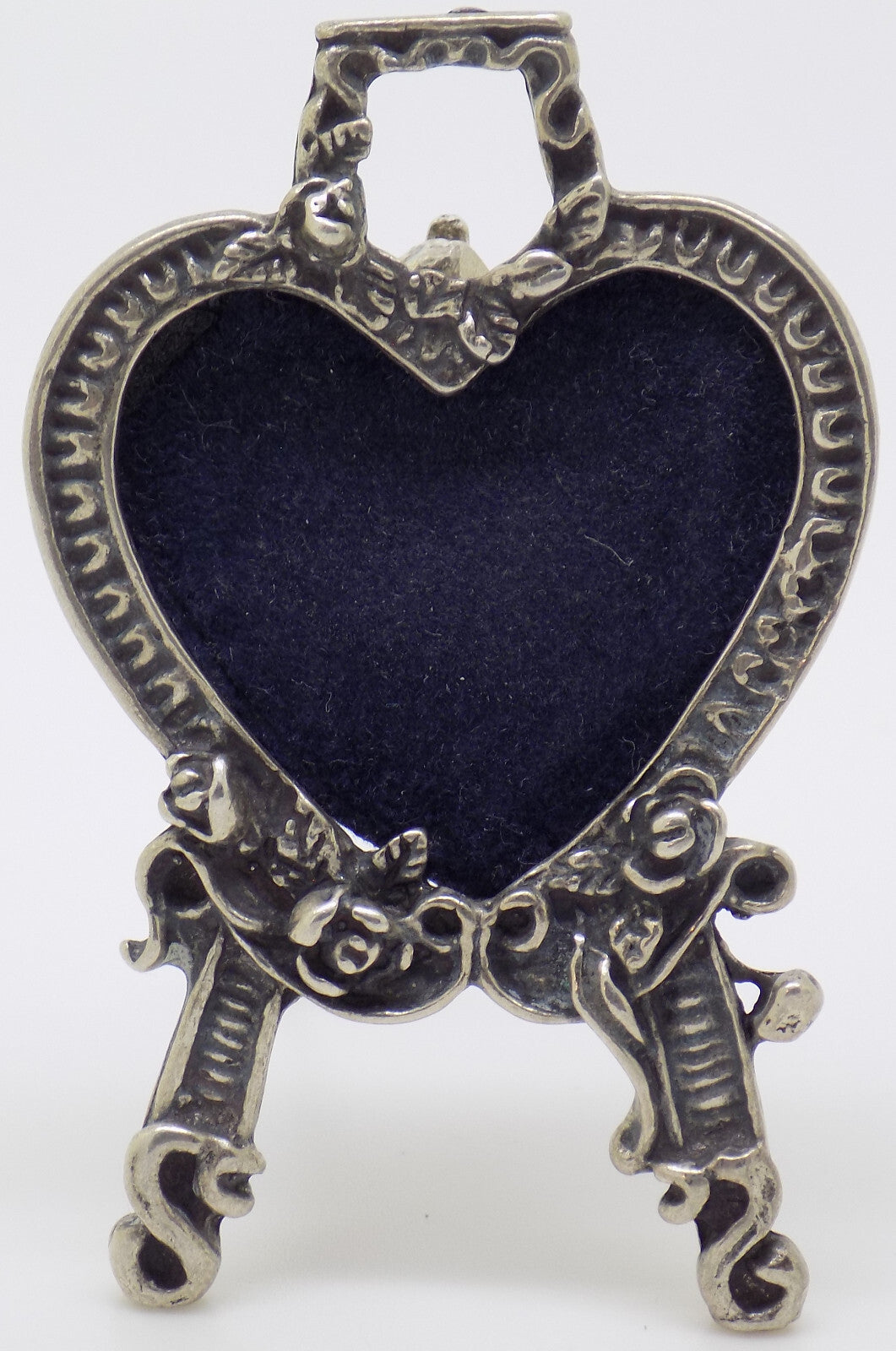 Vintage Italian Handmade Genuine Silver Heart Shaped Dollhouse Mini Frame