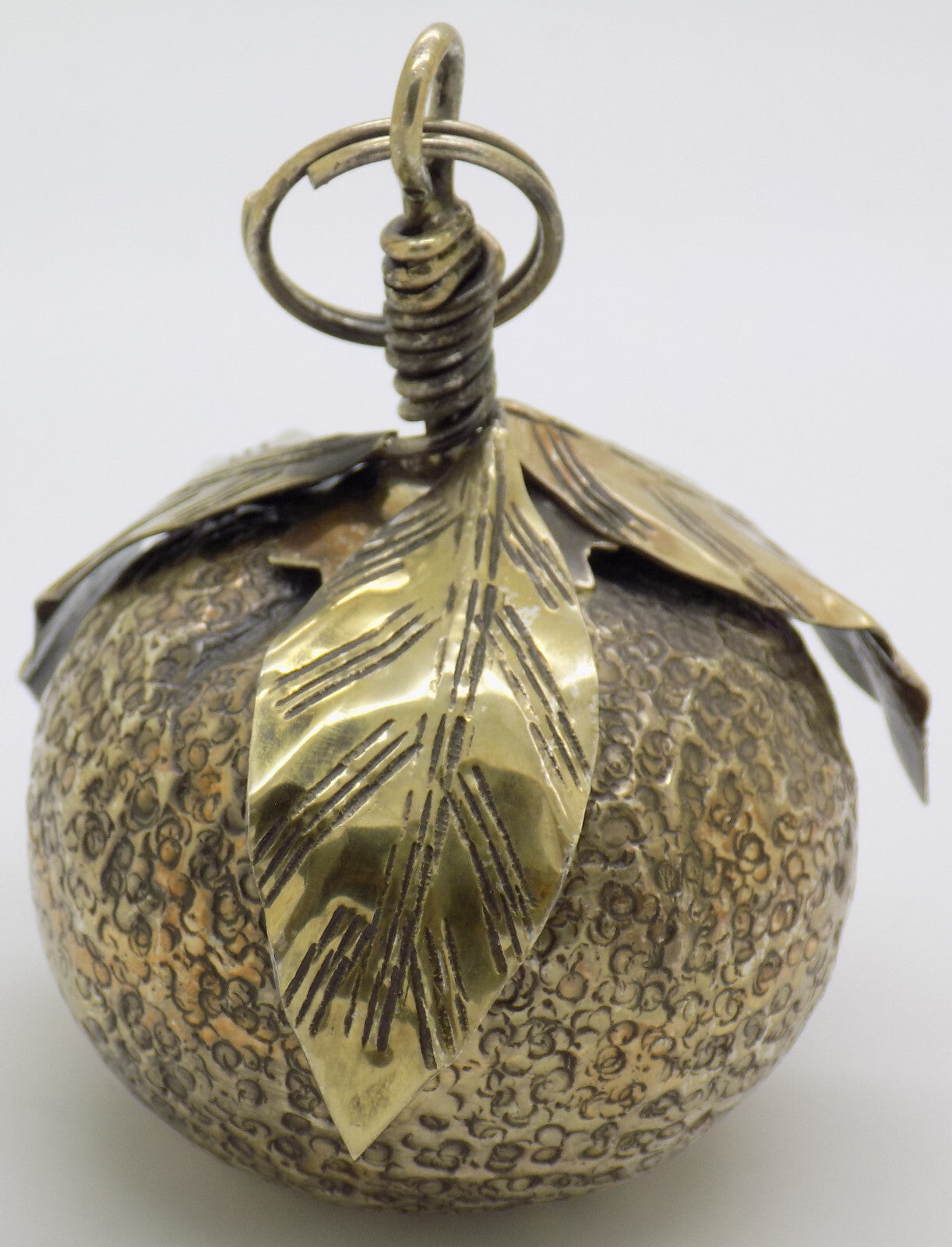 Vintage Italian Handmade Genuine Silver Mandarin/Tangerine Christmas Ornament