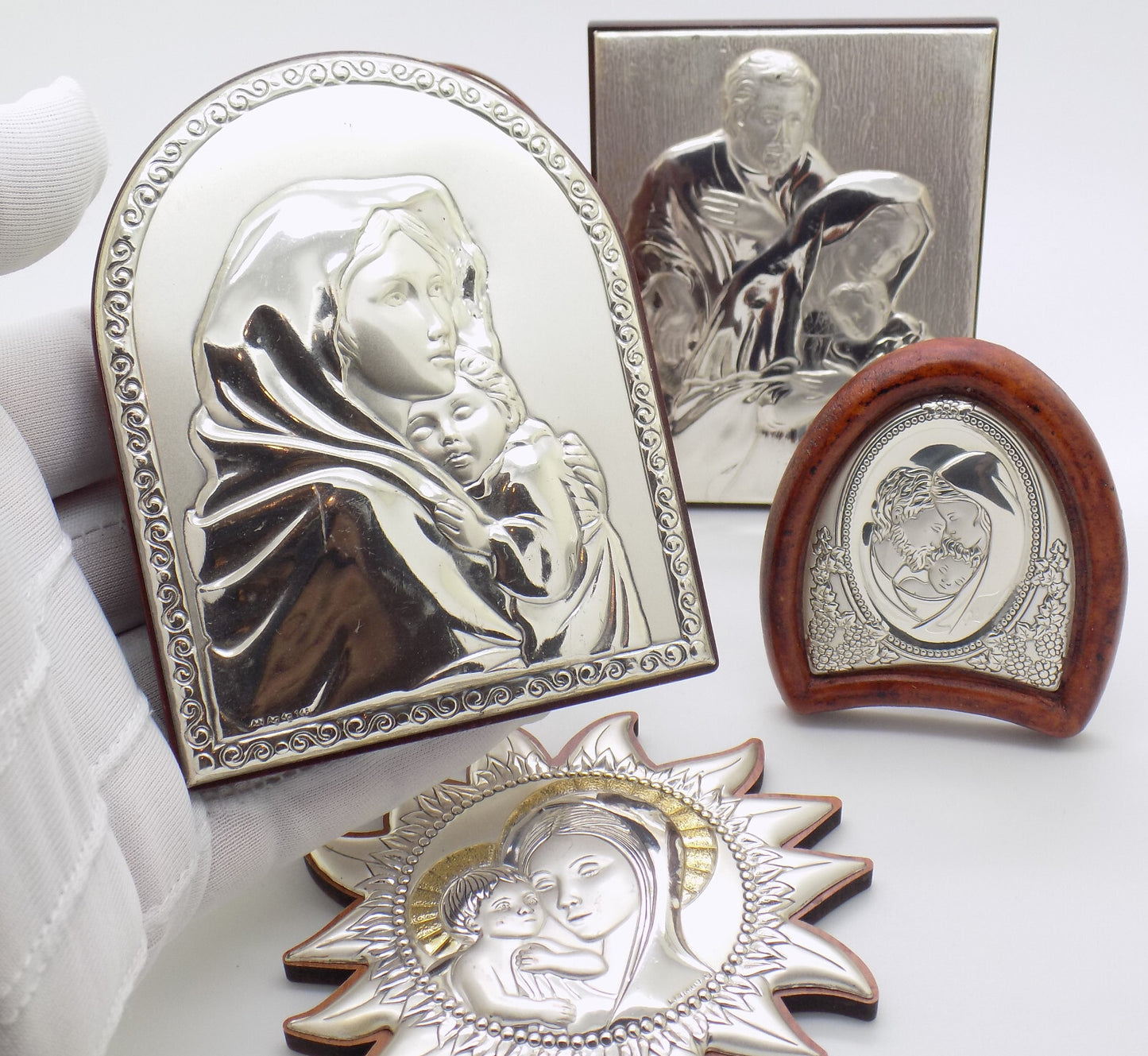 5 x Vintage Italian Genuine Silver Plated & Lamina (Sheet)Sacred Icon Collection