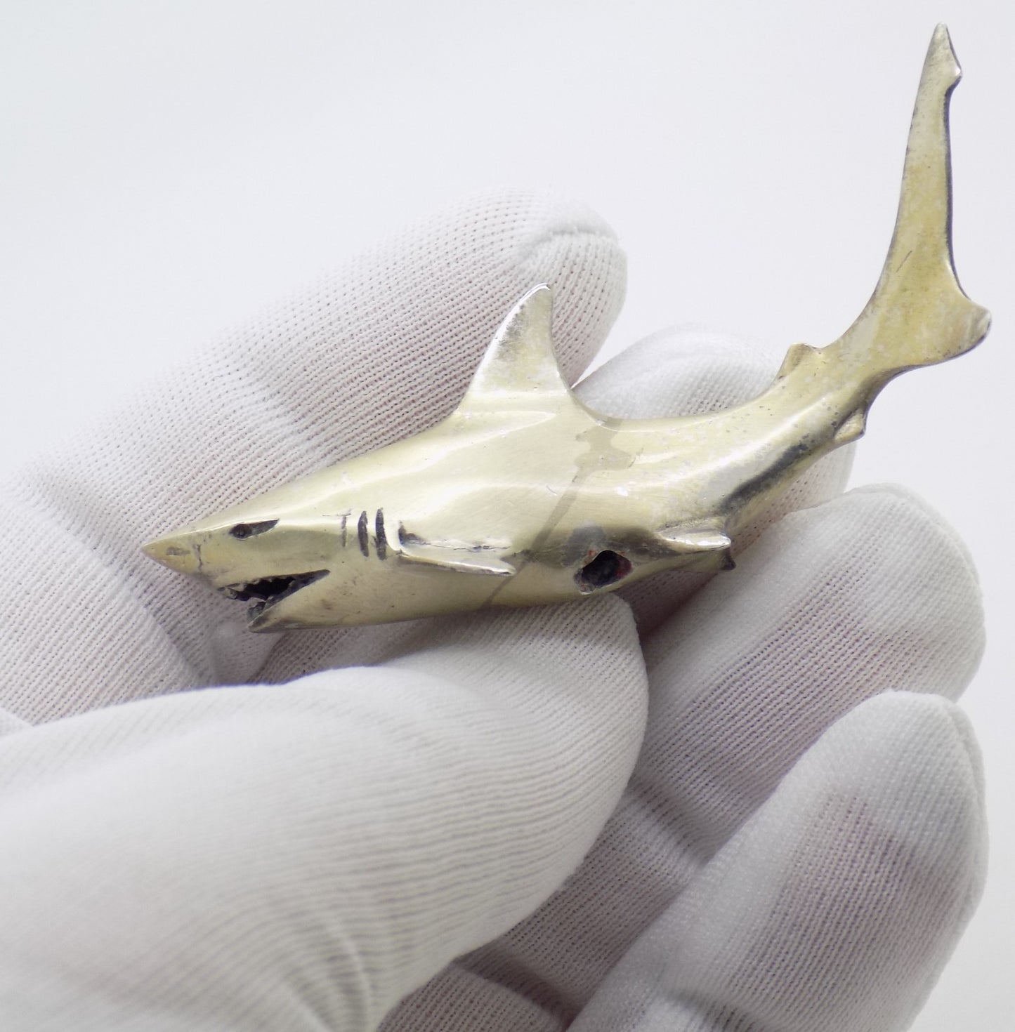 Vintage Italian Handmade Silver 800 Shark Large Detailed Sealife Figurine