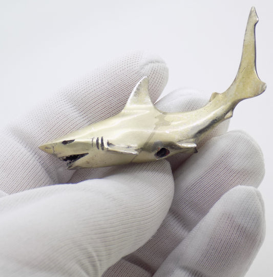 Vintage Italian Handmade Silver 800 Shark Large Detailed Sealife Figurine