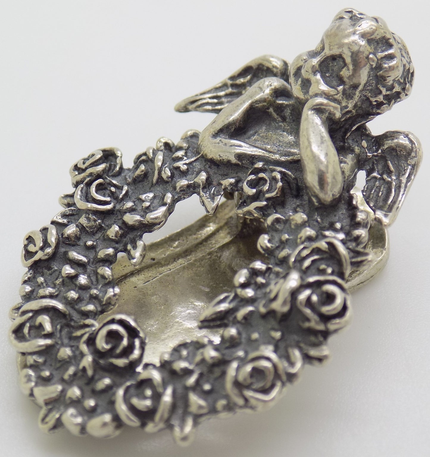 Vintage Italian Handmade Genuine Silver 800 Angel Note Clip Arezzo Tuscany