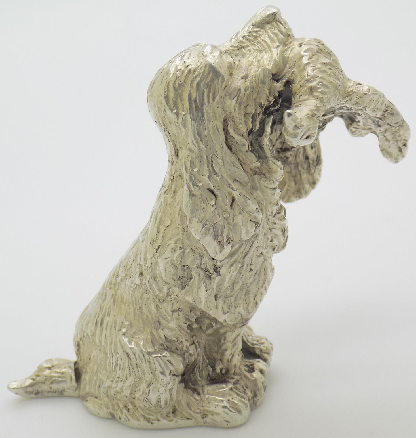 Large Vintage Italian Silver Hunting Spaniel Dog Figurine 800 Handmade Florence