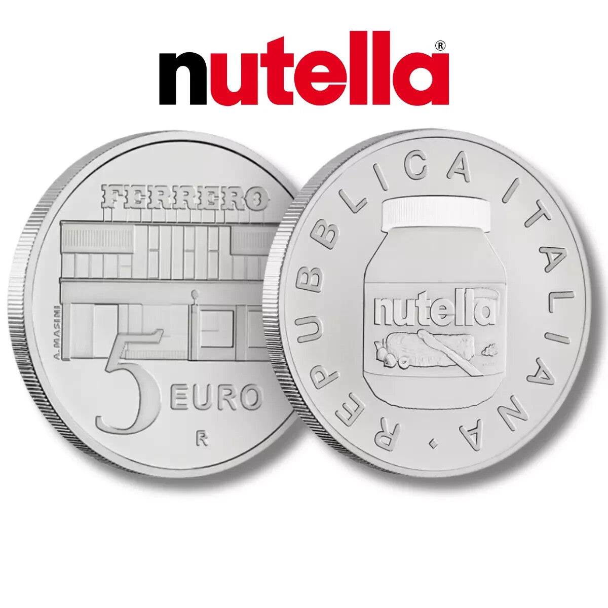 €5 2021 Italy Nutella ®Sterling Silver 925 Coin White Version Italian Excellence