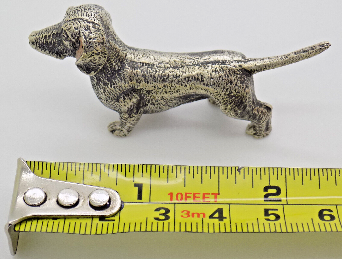 Vintage Italian Handmade Genuine Silver Dachshund Sausage Dog RARE Figurine