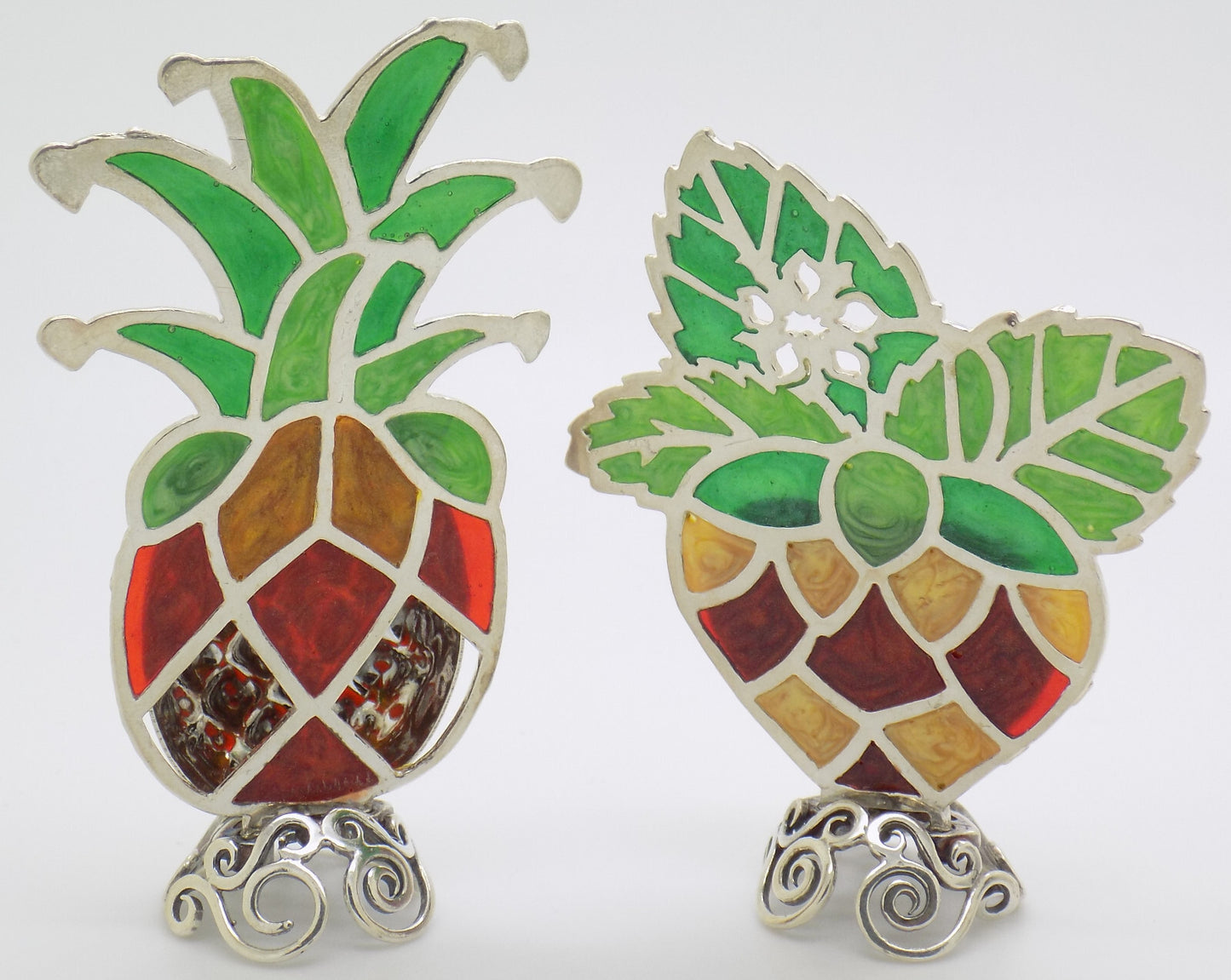 Vintage Italian Handmade Sterling Silver 925 Table Place Fruit Card Holders