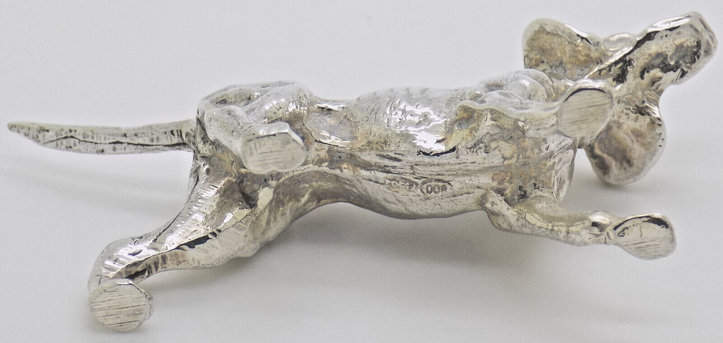 Vintage Italian Handmade Genuine Silver .800 Hunting Dog Heavy Figurine