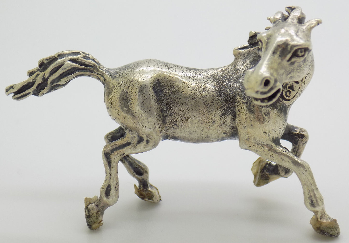 Vintage Italian Silver Galloping Horse Figurine 800 Handmade Arezzo Cerreti 1970