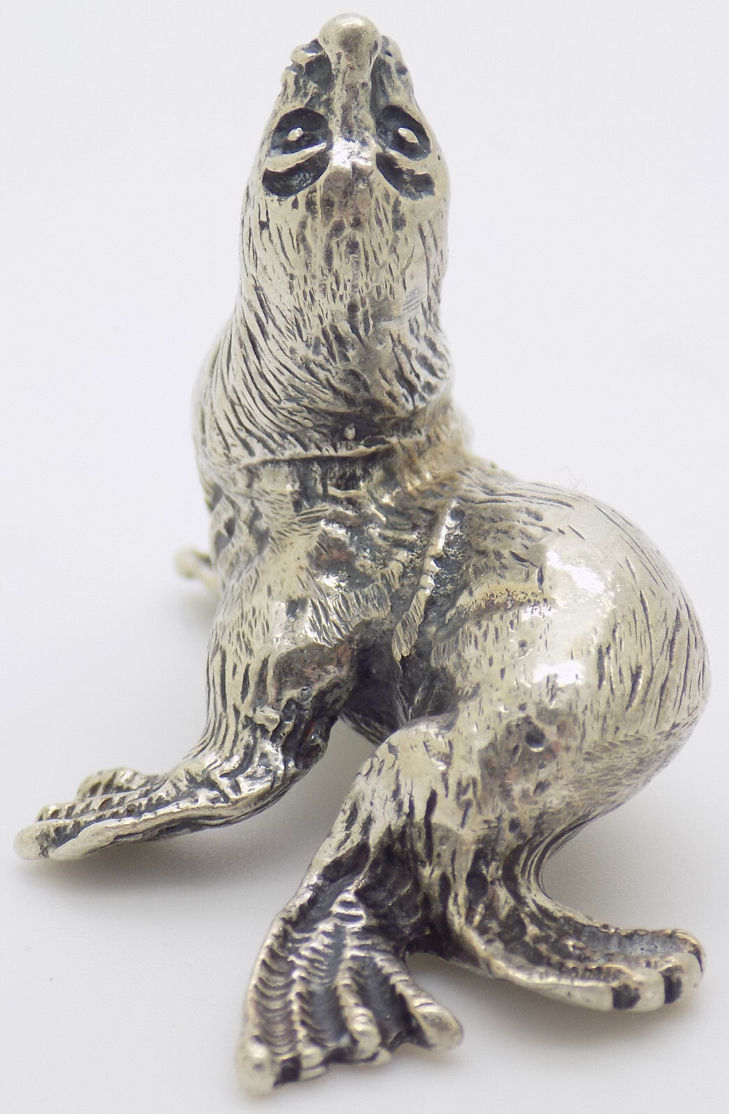 Vintage Italian Handmade Genuine Silver Detailed Seal Figurine RARE Miniature